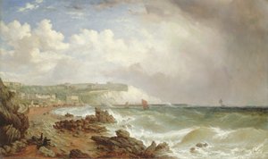 Ventnor, Isle of Wight, z pláže, blížící se bouři
